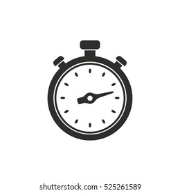 Stopwatch vector icon. Black illustration isolated on white background for graphic and web design.