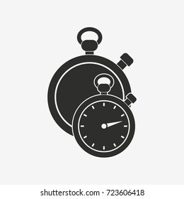 Stopwatch vector icon. Black illustration isolated for graphic and web design.