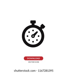 Stopwatch vector icon. Chronometer,counter symbol. Flat vector sign isolated on white background. Simple vector illustration for graphic and web design.
