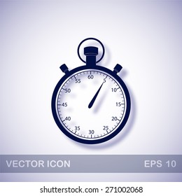 Stopwatch vector icon - dark blue illustration with blue shadow