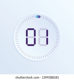 Stopwatch vector icon, digital timer. Vector digital count down circle board with circle time pie diagram. Watch outline style design, designed for web and app.