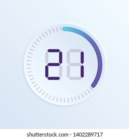 Stopwatch vector icon, digital timer. Vector digital count down circle board with circle time pie diagram. Watch outline style design, designed for web and app.