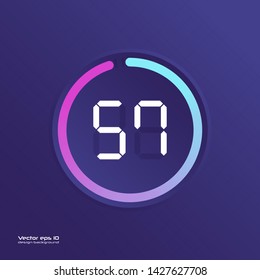 Stopwatch vector icon, digital timer. Vector digital count down circle board with circle time pie diagram. Watch outline style design, designed for web and app.