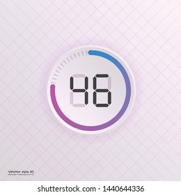 Stopwatch vector icon, digital timer. Vector digital count down circle board with circle time pie diagram. Watch outline style design, designed for web and app.