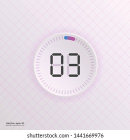 Stopwatch vector icon, digital timer. Vector digital count down circle board with circle time pie diagram. Watch outline style design, designed for web and app.