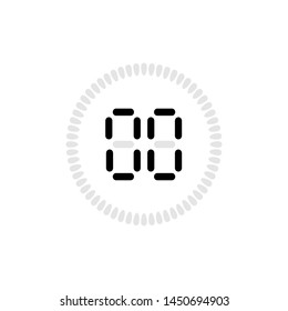 Stopwatch vector icon, digital timer. Vector digital count down circle board with circle time pie diagram. Watch outline style design, designed for web and app.