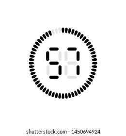 Stopwatch vector icon, digital timer. Vector digital count down circle board with circle time pie diagram. Watch outline style design, designed for web and app.