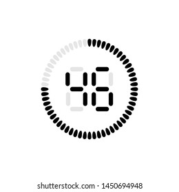 Stopwatch vector icon, digital timer. Vector digital count down circle board with circle time pie diagram. Watch outline style design, designed for web and app.