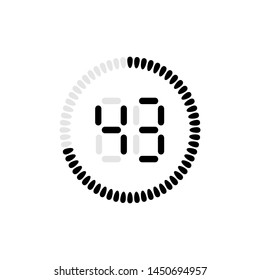 Stopwatch vector icon, digital timer. Vector digital count down circle board with circle time pie diagram. Watch outline style design, designed for web and app.
