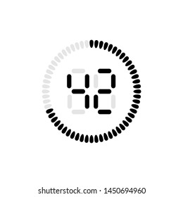 Stopwatch vector icon, digital timer. Vector digital count down circle board with circle time pie diagram. Watch outline style design, designed for web and app.