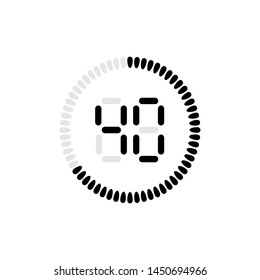 Stopwatch vector icon, digital timer. Vector digital count down circle board with circle time pie diagram. Watch outline style design, designed for web and app.