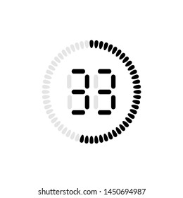 Stopwatch vector icon, digital timer. Vector digital count down circle board with circle time pie diagram. Watch outline style design, designed for web and app.