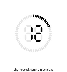 Stopwatch vector icon, digital timer. Vector digital count down circle board with circle time pie diagram. Watch outline style design, designed for web and app.