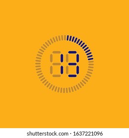 Stopwatch vector icon, digital timer. Vector digital count down circle board with circle time pie diagram. Watch outline style design, designed for web and app.