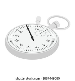 Stopwatch vector icon isometric view. Counter isolated on white background