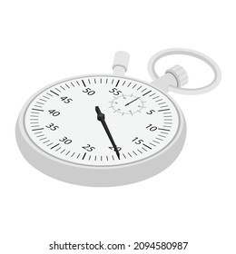 Stopwatch vector icon isometric view. Counter isolated on white background