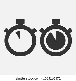 Stopwatch Vector Icon on gray background. Fifty five seconds. EPS 10 vector.