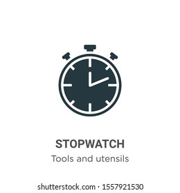 Icono de vector de Stopwatch en fondo blanco. Signo de símbolo de icono de vector vector de vector plano de la colección de herramientas y utensilios modernos para el concepto móvil y el diseño de aplicaciones web.