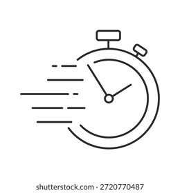 Esquema de icono de Vector de cronómetro con líneas de movimiento para entrega rápida Plazo de gestión de tiempo de servicio rápido y diseño de concepto de velocidad