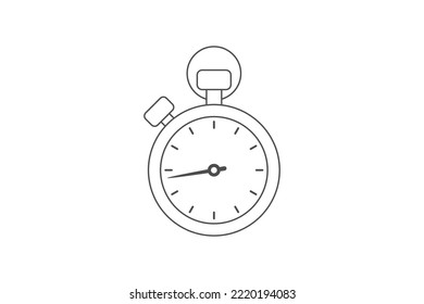 Esquema del icono del vector Stopwatch sobre fondo blanco