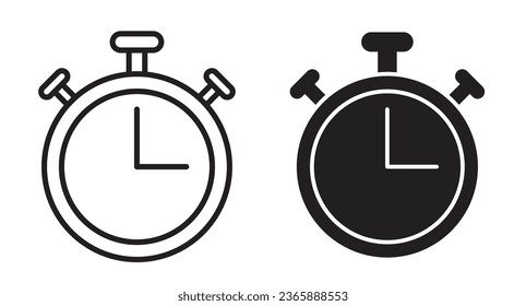 Icono del vector Stopwatch activado en fondo blanco