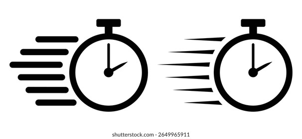 Ícone de vetor de relógio. Velocidade mais curta e limite de tempo ícone de vetor cronômetro. ícone de tempo rápido, velocidade tempo prazo rápido, conjunto de ícones de vetor. Elementos de site ou aplicativos. Ilustração vetorial.