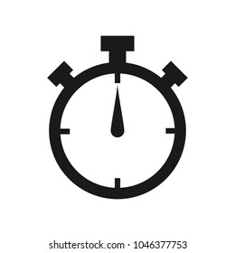 stopwatch vector icon. Silhouette stopwatch. Stopwatch isolated on white background