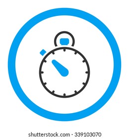 Stopwatch vector icon. Style is bicolor flat rounded symbol, blue and gray colors, rounded angles, white background.