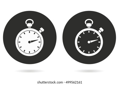 Stopwatch vector icon. White illustration isolated on black background for graphic and web design.