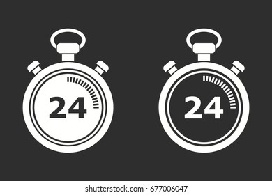 Stopwatch vector icon. White illustration isolated on black background for graphic and web design.
