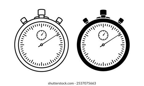 Iconos del vector del cronómetro en estilos del contorno y del glifo