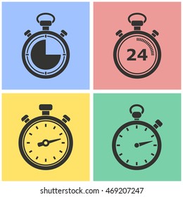 Stopwatch vector icons set. Illustration isolated for graphic and web design.
