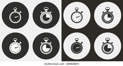 Stopwatch vector icons set. Illustration isolated for graphic and web design.