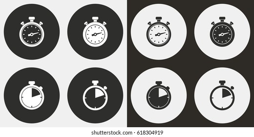 Stopwatch vector icons set. Illustration isolated for graphic and web design.