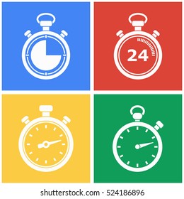 Stopwatch vector icons set. White illustration isolated for graphic and web design.
