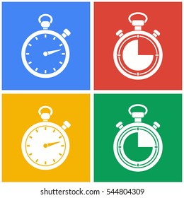 Stopwatch vector icons set. White illustration isolated for graphic and web design.