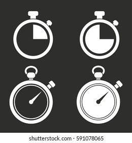 Stopwatch vector icons set. White illustration isolated for graphic and web design.