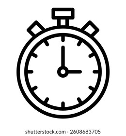 Stopwatch Vector Line Icon Design