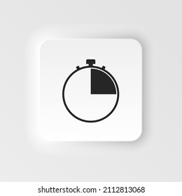 Stopwatch Vector neumorphic icon. The 25 seconds, minutes stopwatch neumorphic icon on gray background. Clock and watch, timer, countdown symbol. vector.