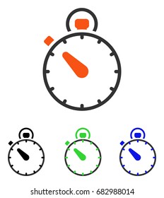 Stopwatch vector pictograph. Illustration style is a flat iconic colored symbol with different color versions.