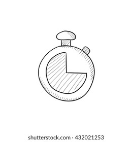 Icono de esbozo de vector Stopwatch aislado en el fondo. Icono de Stopwatch dibujado a mano. Icono de esbozo de Stopwatch para infografía, sitio web o aplicación.