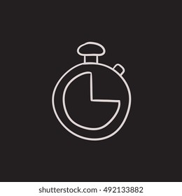 Hör auf, Vektorgrafik-Symbol einzeln auf Hintergrund zu sehen. Handgezeichnet Uhrensymbol anhalten. Stoppen Sie die Anzeige von Skizzensymbolen für Infografiken, Webseiten oder App.