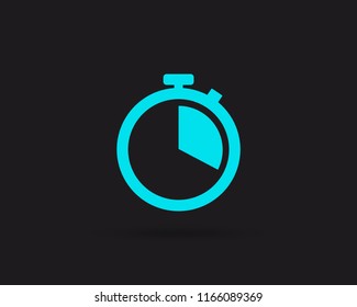 Stopwatch vector web icon isolated on black background, EPS 10, top view