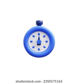 Stopwatch or watch chronograph for precise timing 3D realistic render vector illustration isolated on white background. Volumetric circle timer watch dial.