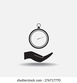 stopwatch web black icon isolated on white background. vector illustration