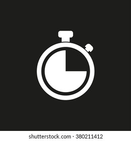 Stopwatch  white icon on a black background. Vector illustration.