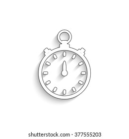Stopwatch - white vector icon  with shadow