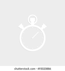 Stopwatch - white  vector icon with shadow