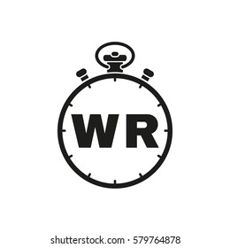 Stopwatch with the word world record icon. symbol. Flat design. Stock - Vector illustration