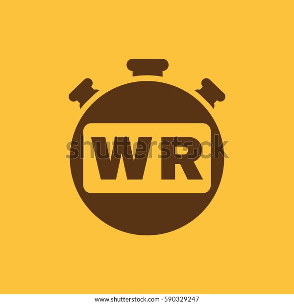 Stopwatch with the word world record icon. symbol. Flat design. Stock